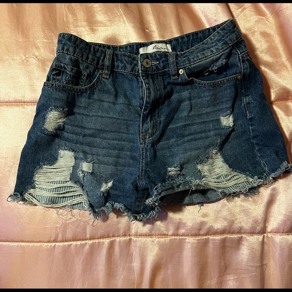 gliks Pants - High waisted dark wash festival shorts